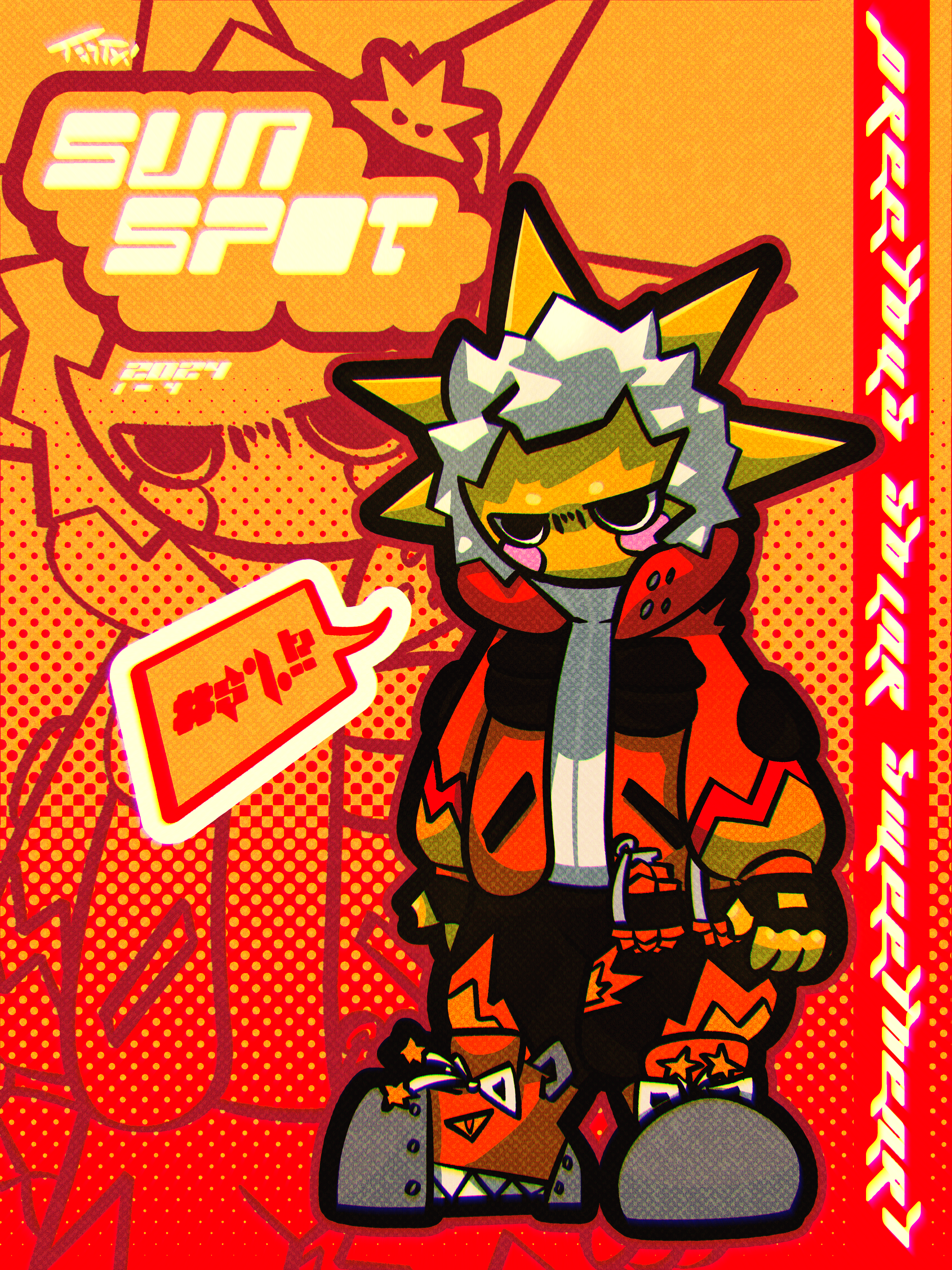 A poster of a slightly redesigned version of Sunspot from Fortnite.